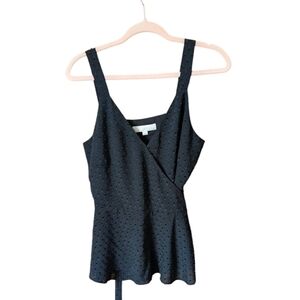 LOFT Black Textured Wrap Top